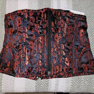 Long Torso Tight Lacing Front Zip Corset LARGE